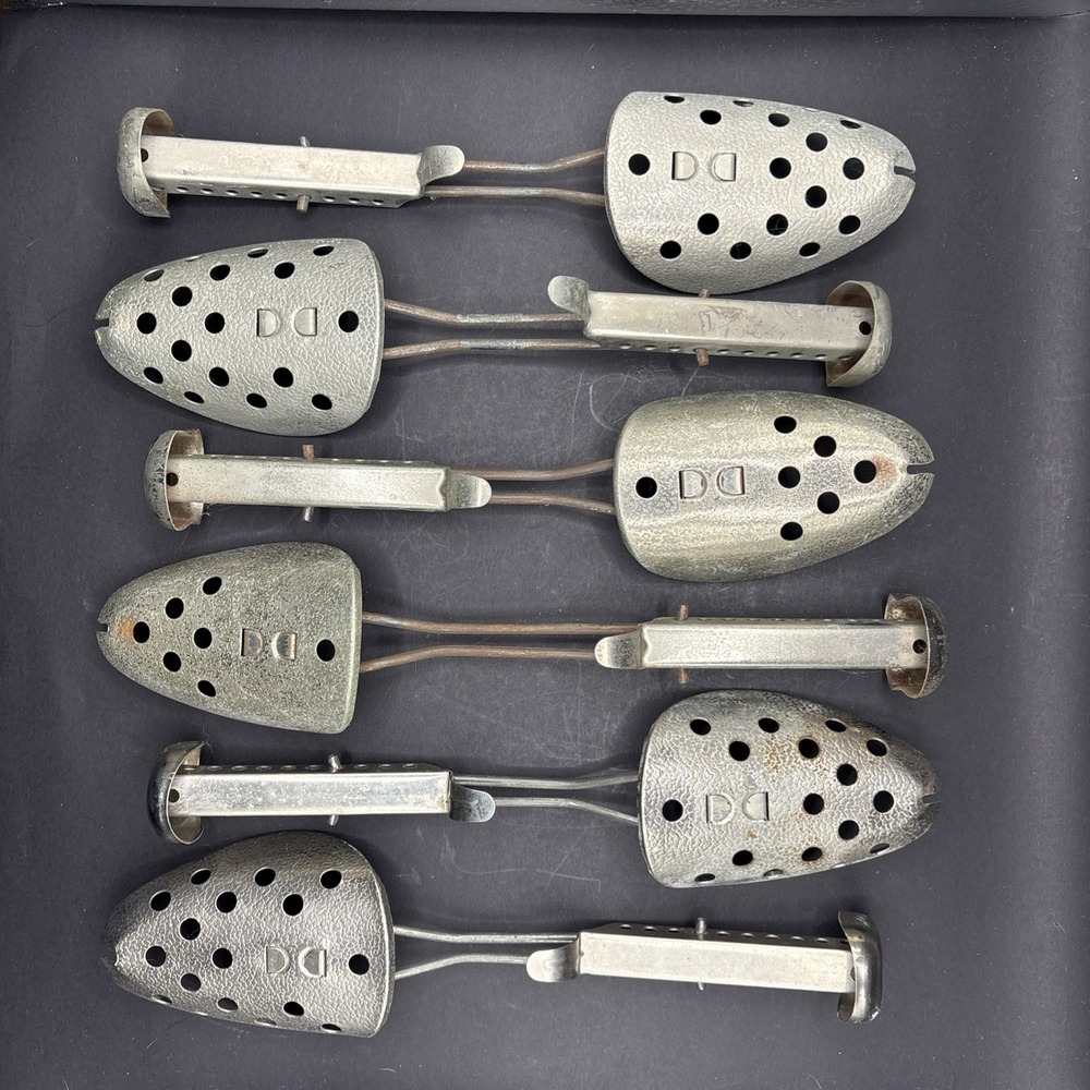 Lot of 6 Vintage EKCO DD Metal Shoe Trees Adjustable Shaper Stretchers 3 Pairs